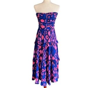 Natasha Gan Strapless Floral Midi Dress